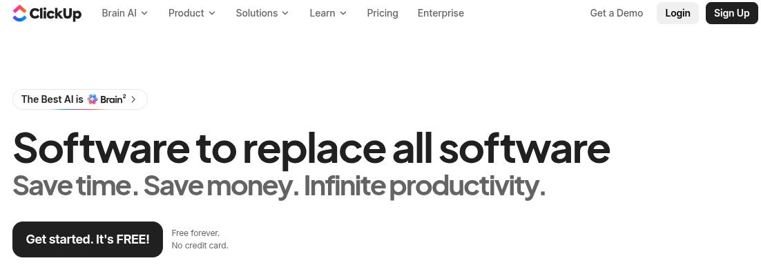 ClickUp landing page.