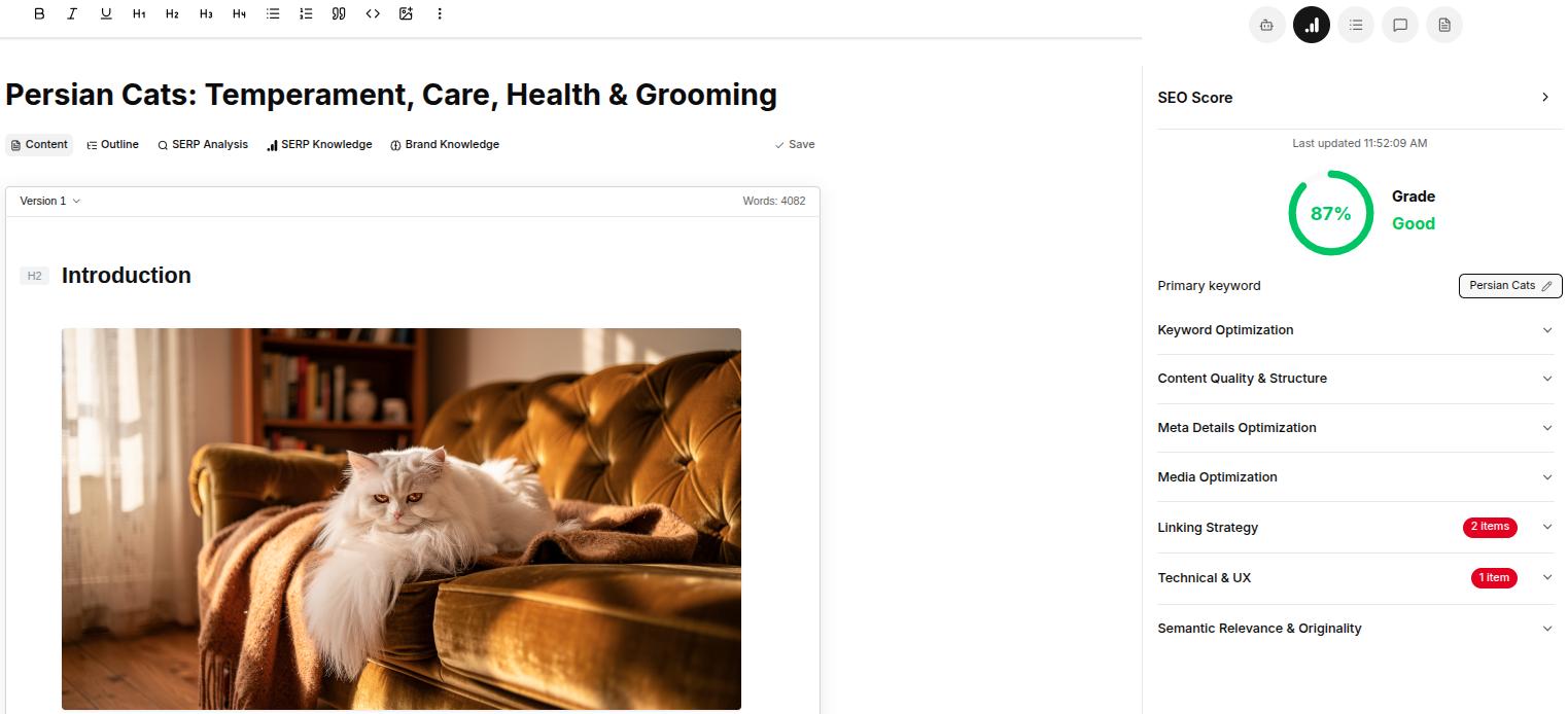 SEO score settings - Contentpen.ai.