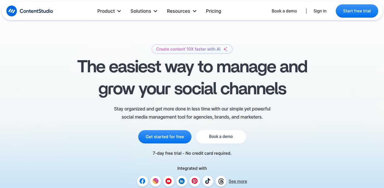 ContentStudio landing page