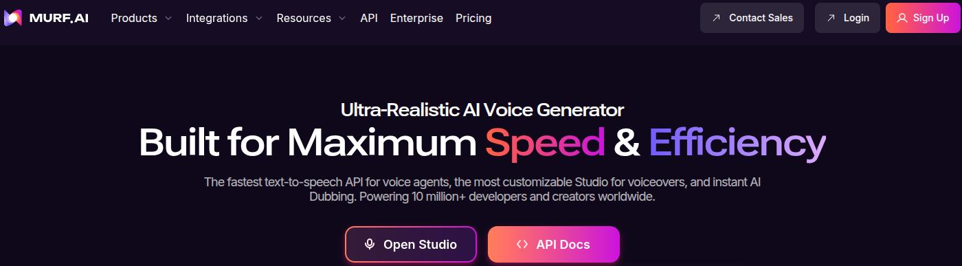 Murf AI landing page