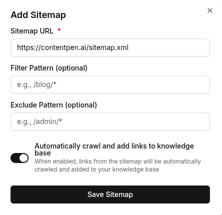 Adding sitemap screen - Contentpen.ai.