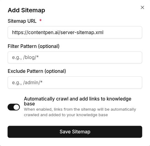 Adding a sitemap in Contentpen.