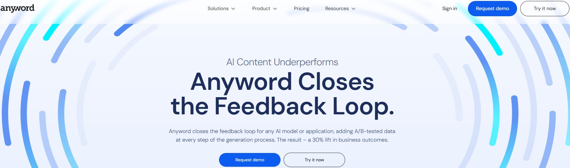 Anyword tool landing page