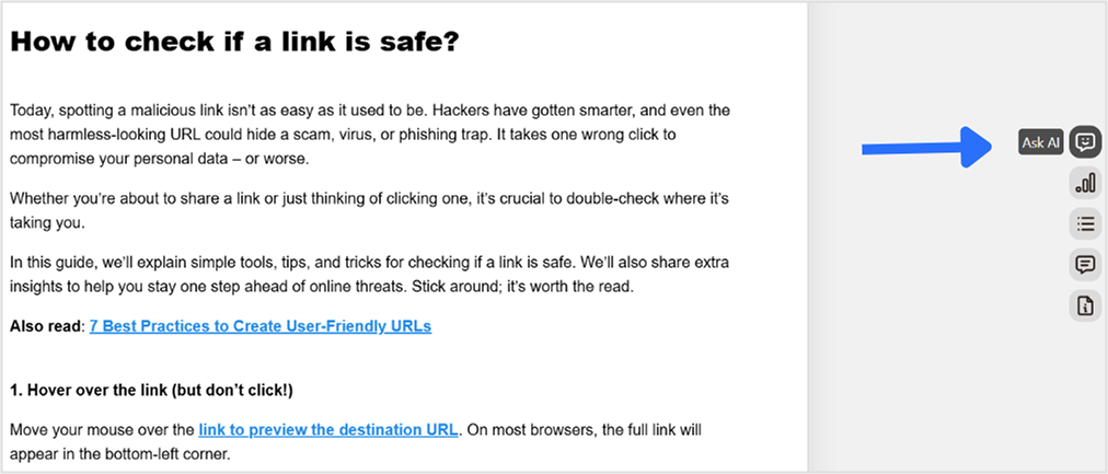 Ask AI option in the sidebar.