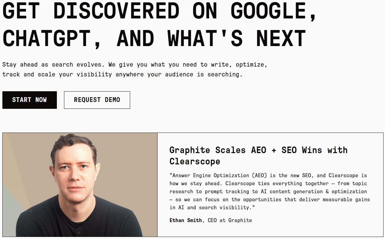 Clearscope landing page