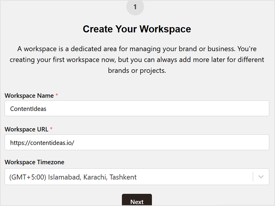 Create your workspace inside Contentpen.
