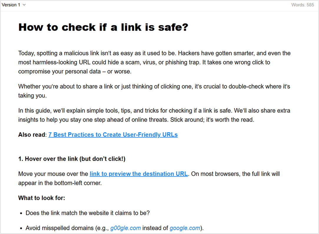 Existing content pasted in Contentpen.ai for a refresh.