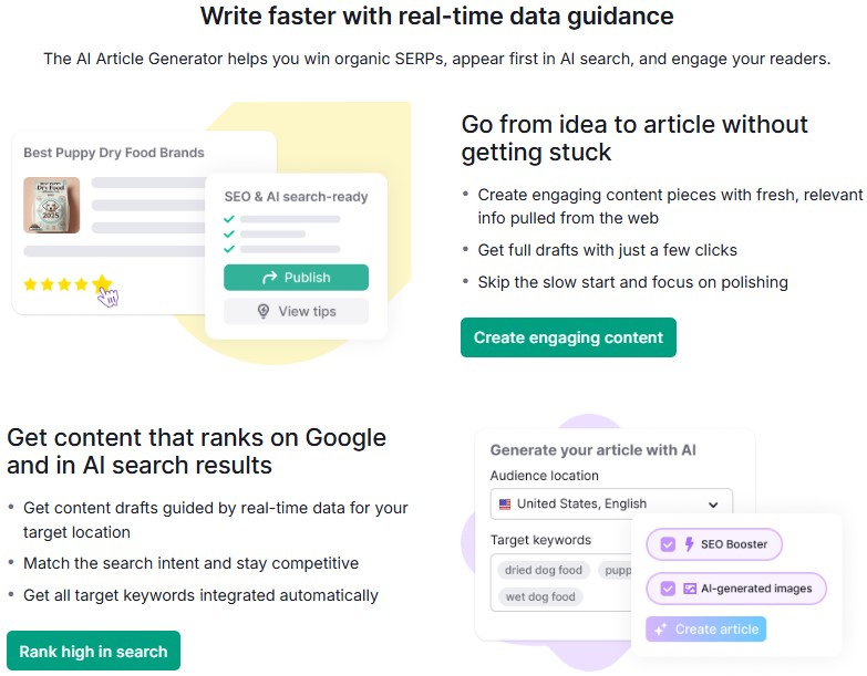 Semrush AI writer and optimizer