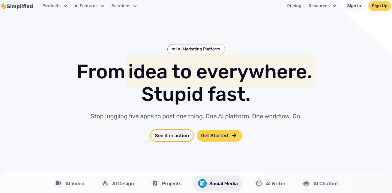Simplified landing page