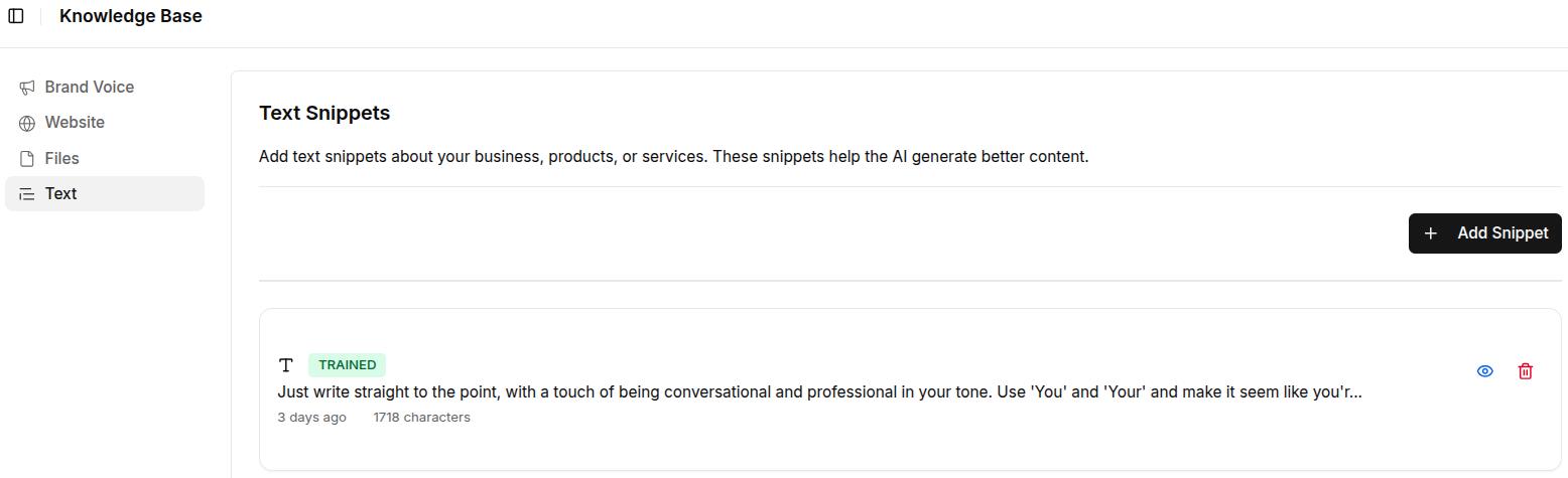 Screenshot showing dummy text snippet added to improve Contentpen's performance.