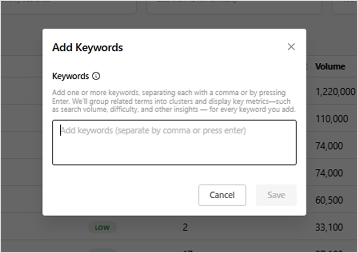 Add keywords