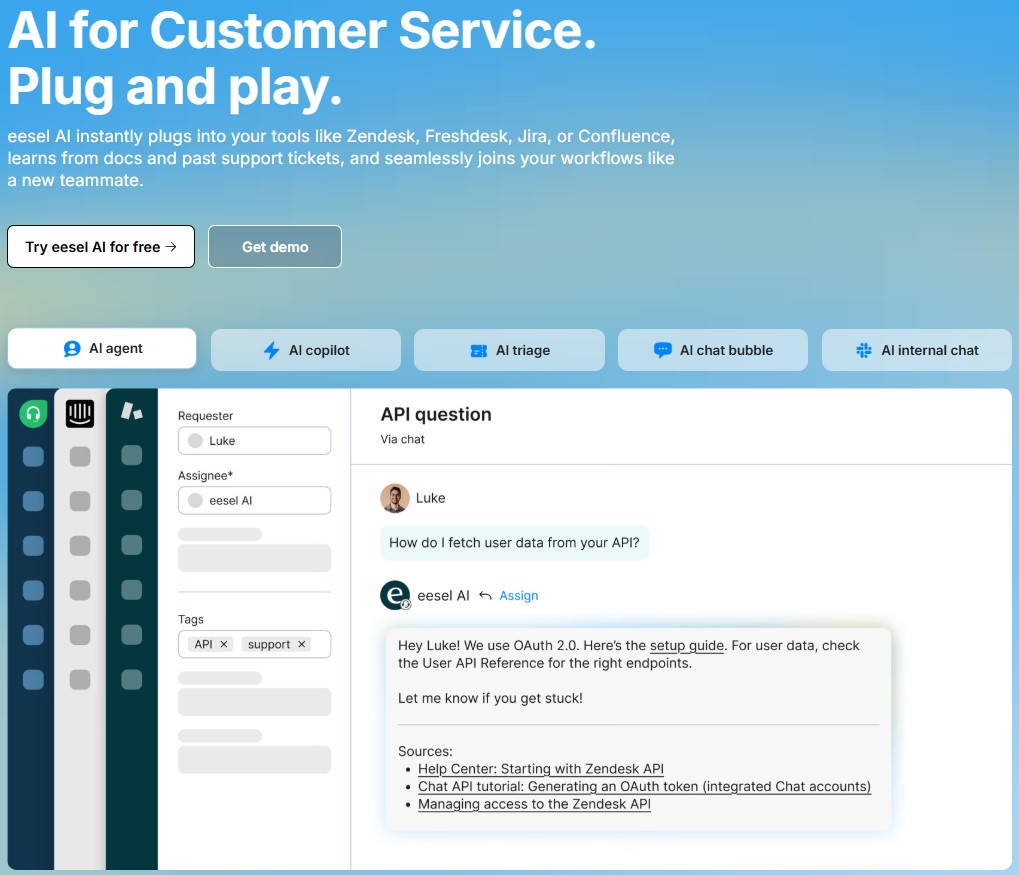 Eesel AI landing page