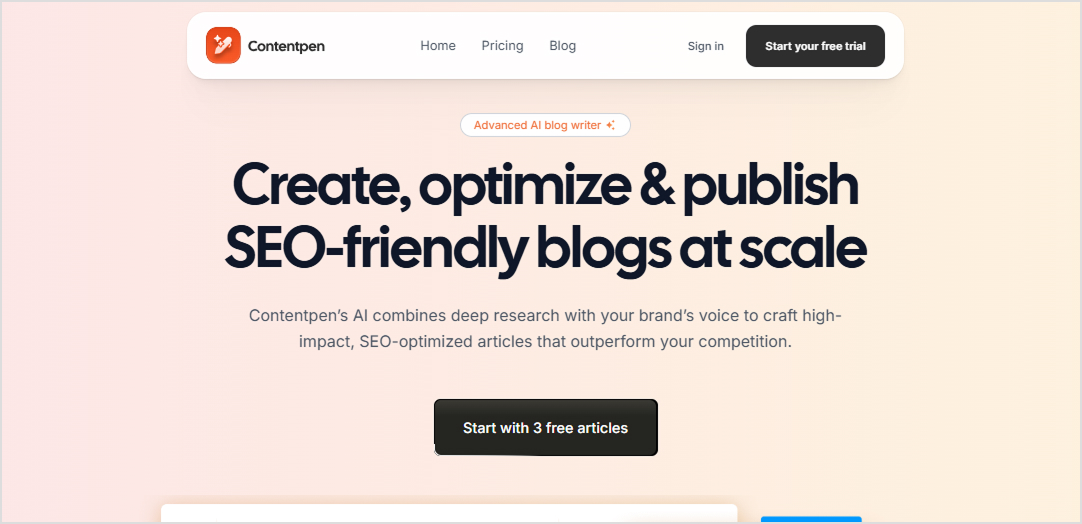 Contentpen.ai blog writing tool