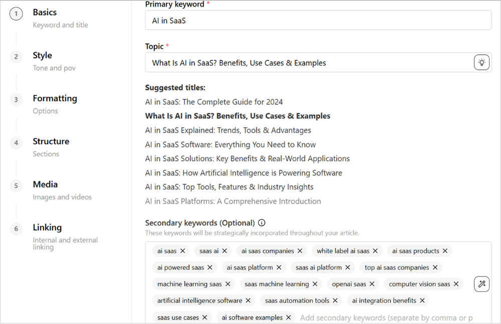 Select your keyword and title