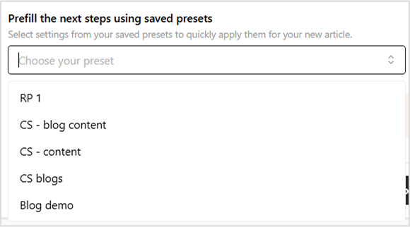 saved presets