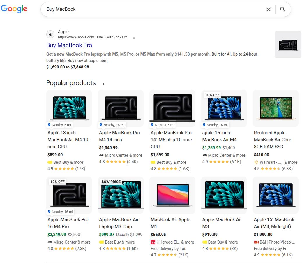Buying items through search showcases transactional keyword
