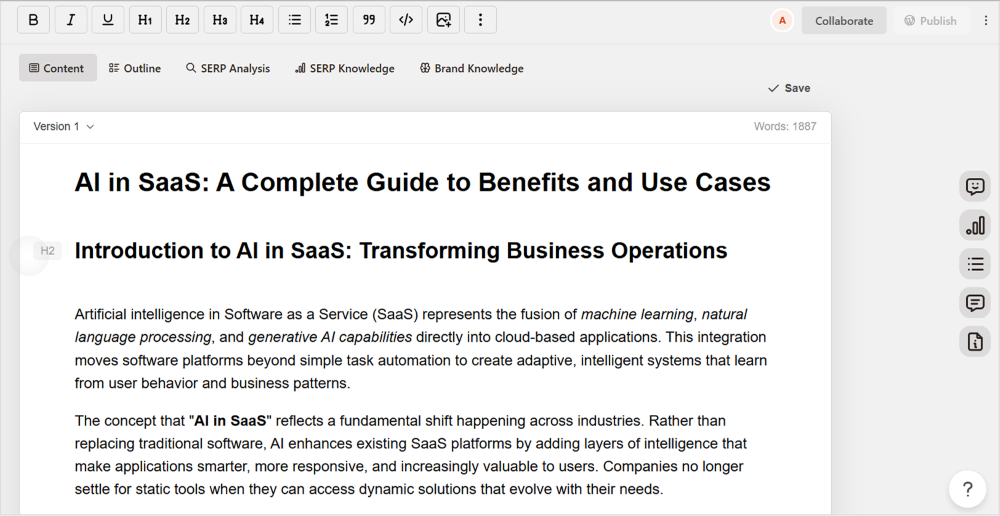 How a final blog looks like in Contentpen, ready to publish with integrated CMS platforms.