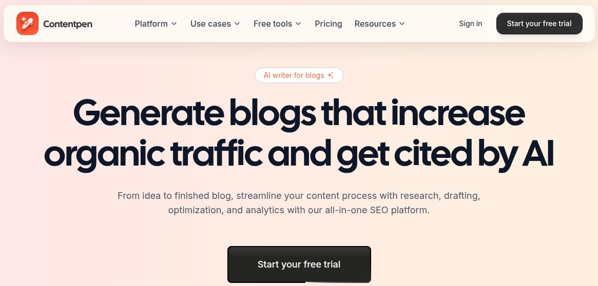 Contentpen main landing page.