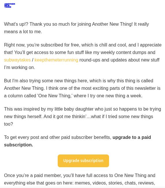 Kareem Rahma newsletter for 'Another New Thing' project.