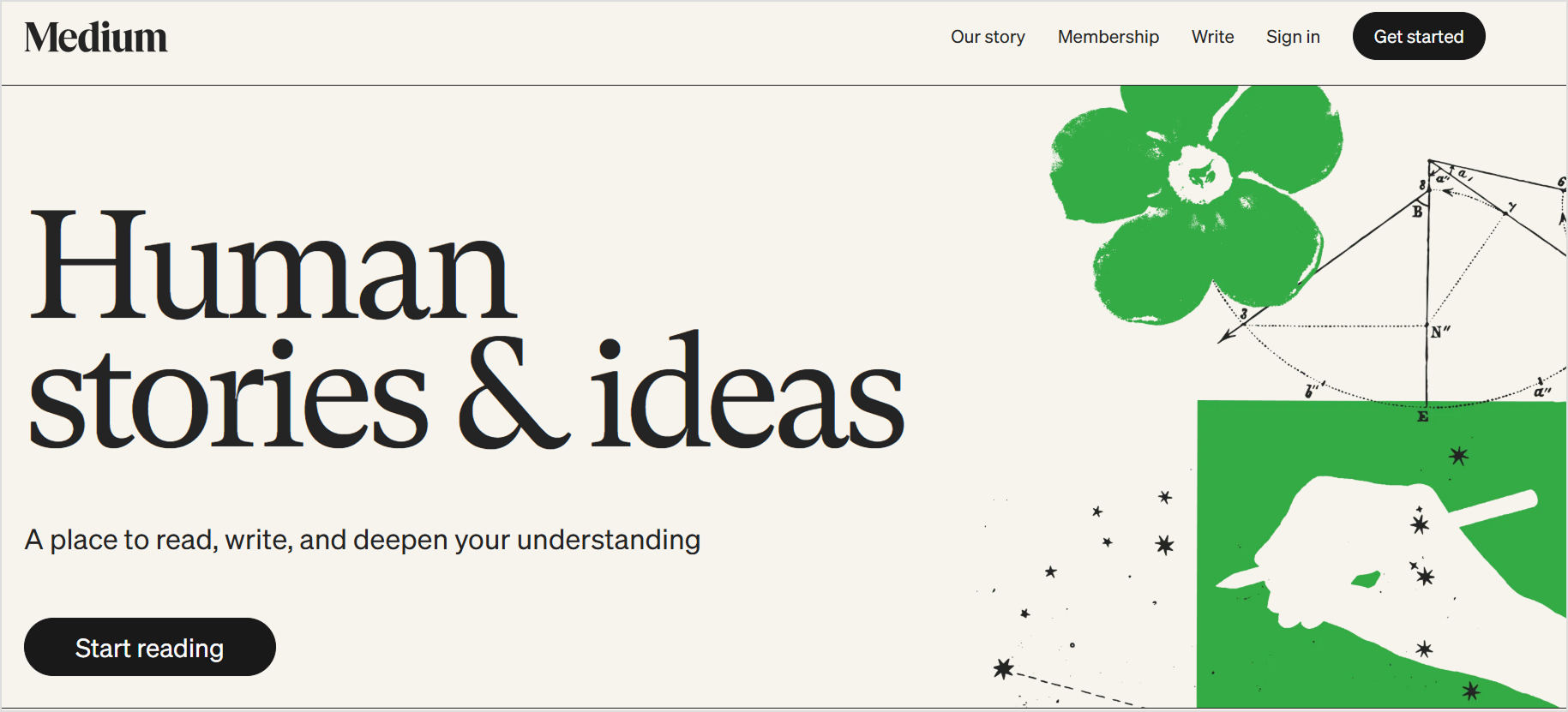 Medium landing page.