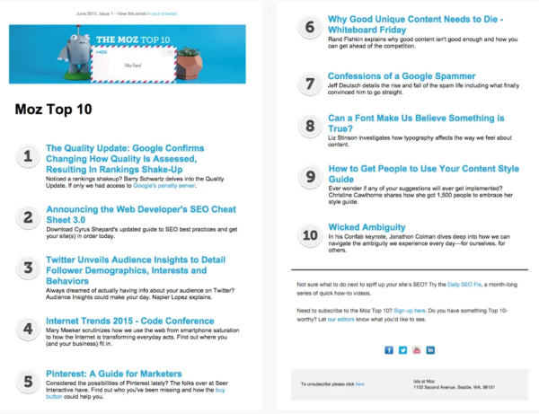 Moz newsletter.