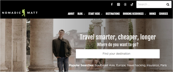 Nomadic Matt blog.