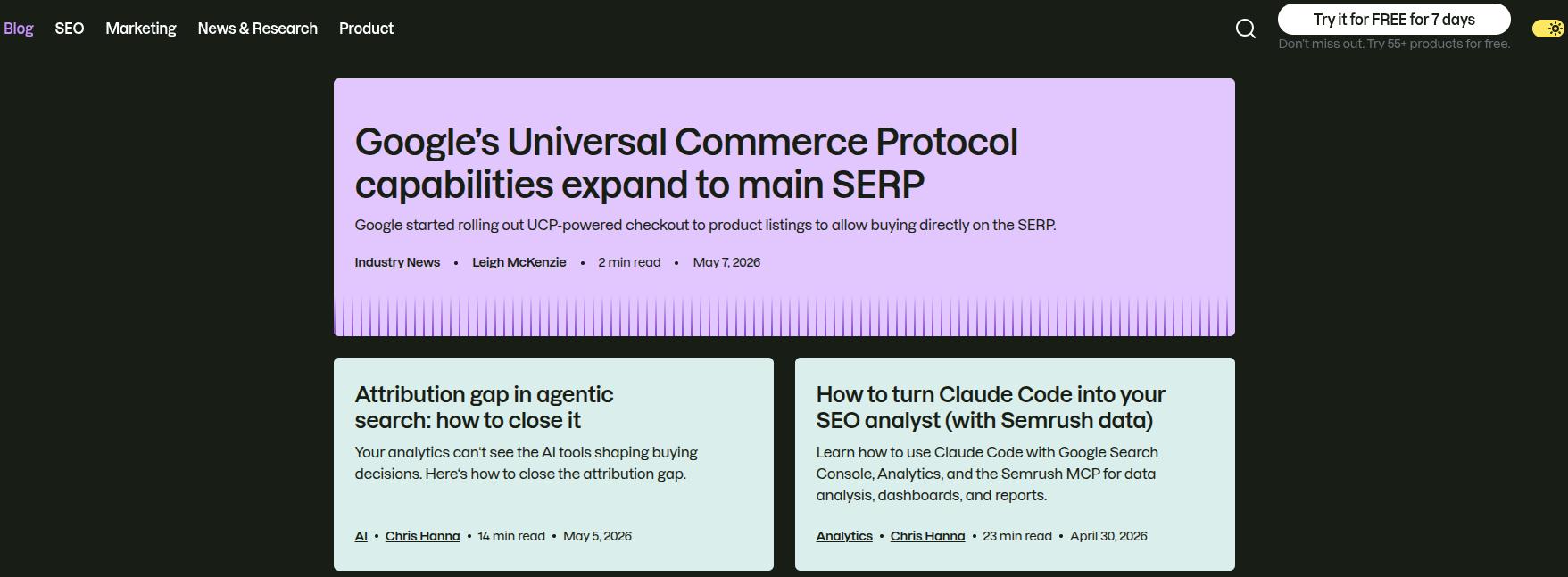 Semrush case studies and blogs.