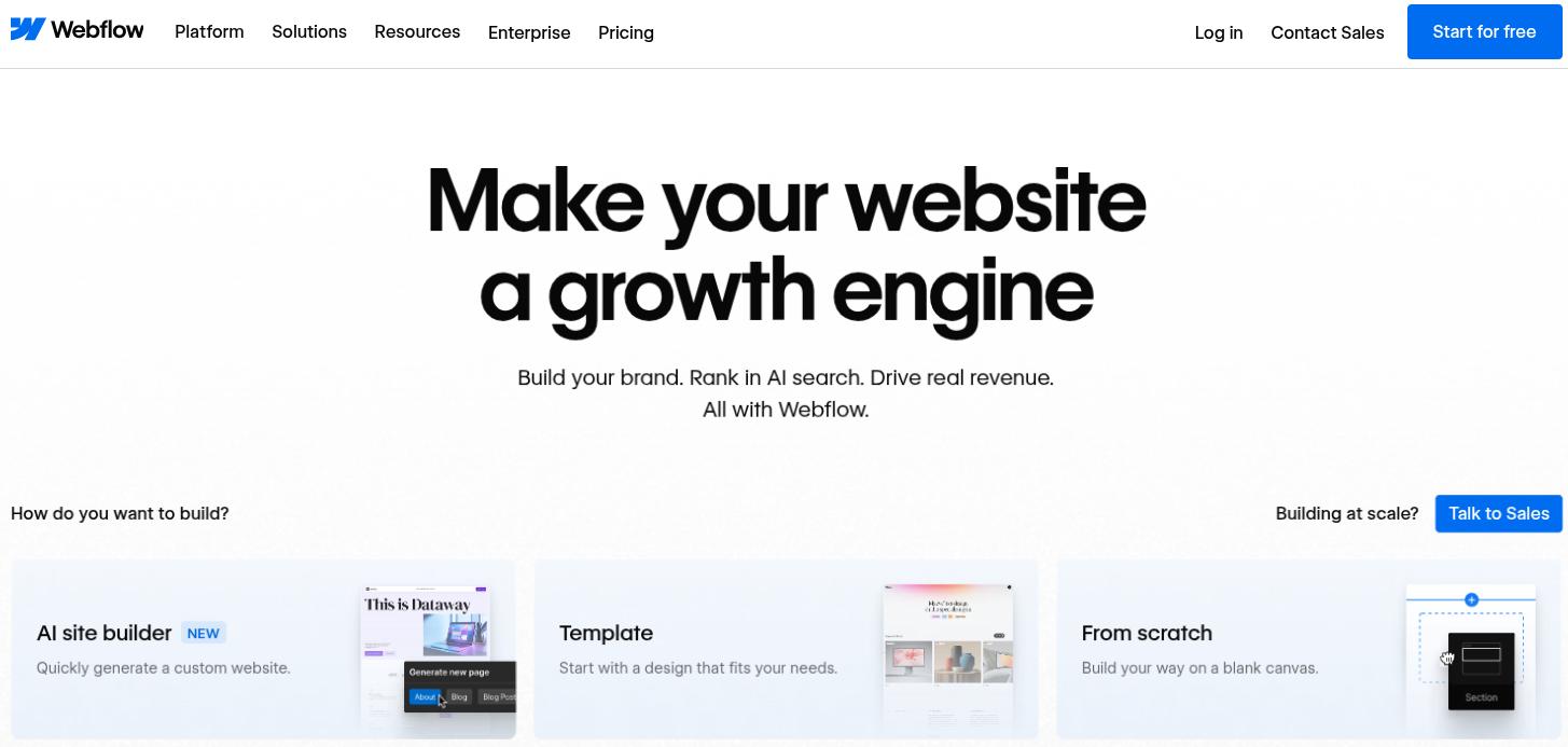 Webflow landing page.