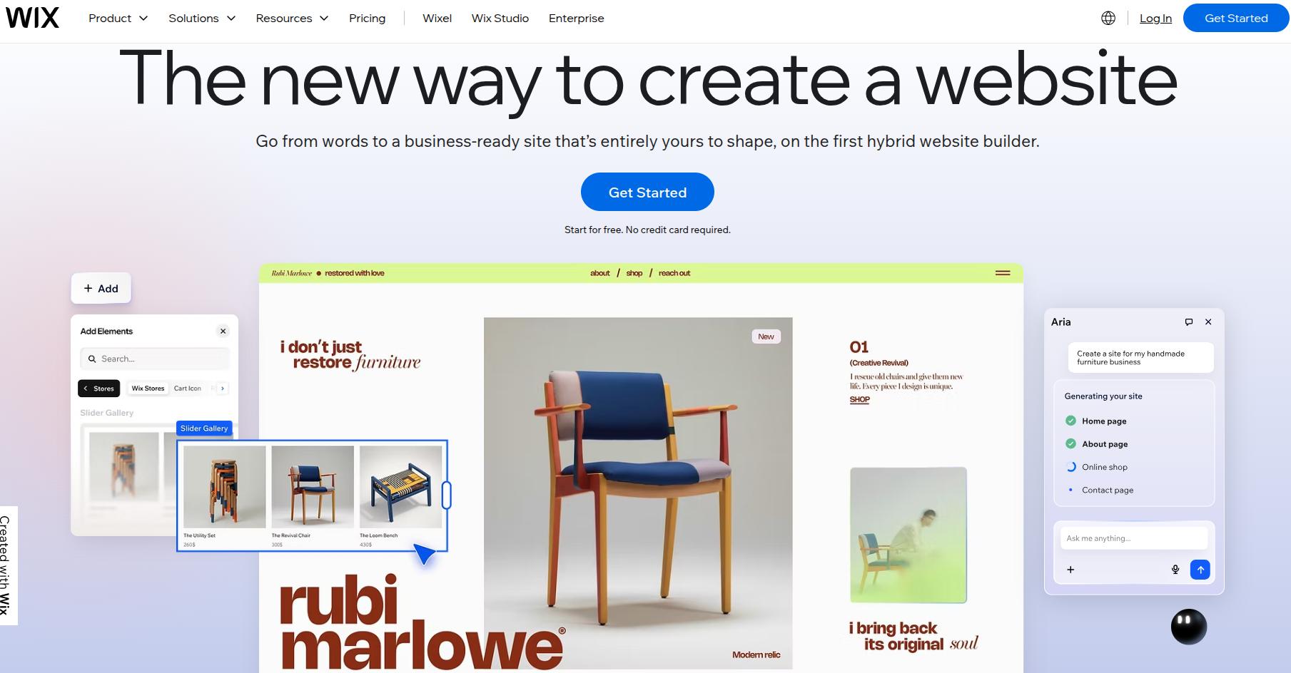 Wix landing page.