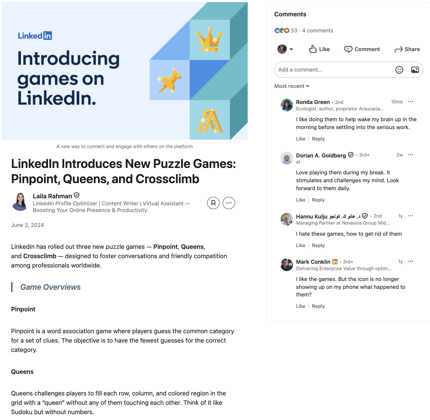  LinkedIn's professional games suite