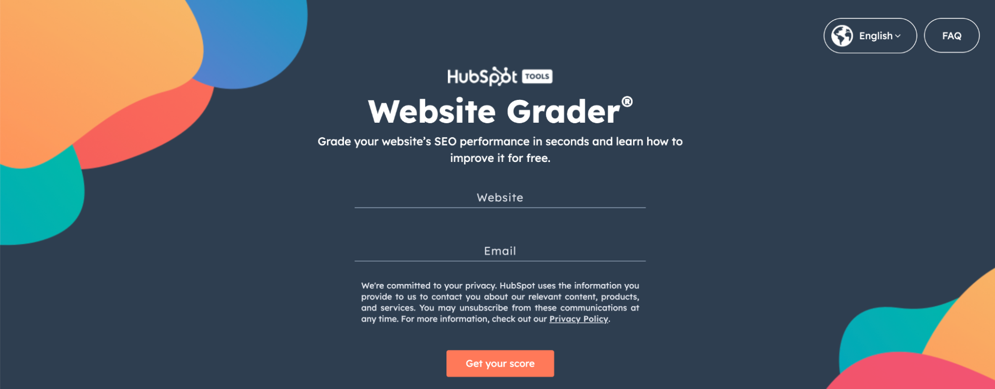HubSpot's website grader tool