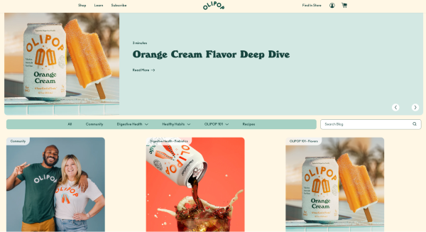 Olipop's educational health content