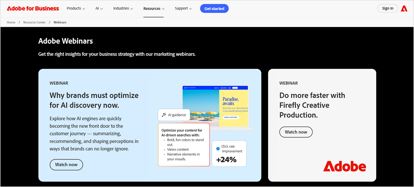Adobe webinars and virtual events.
