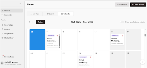 Contentpen content calendar