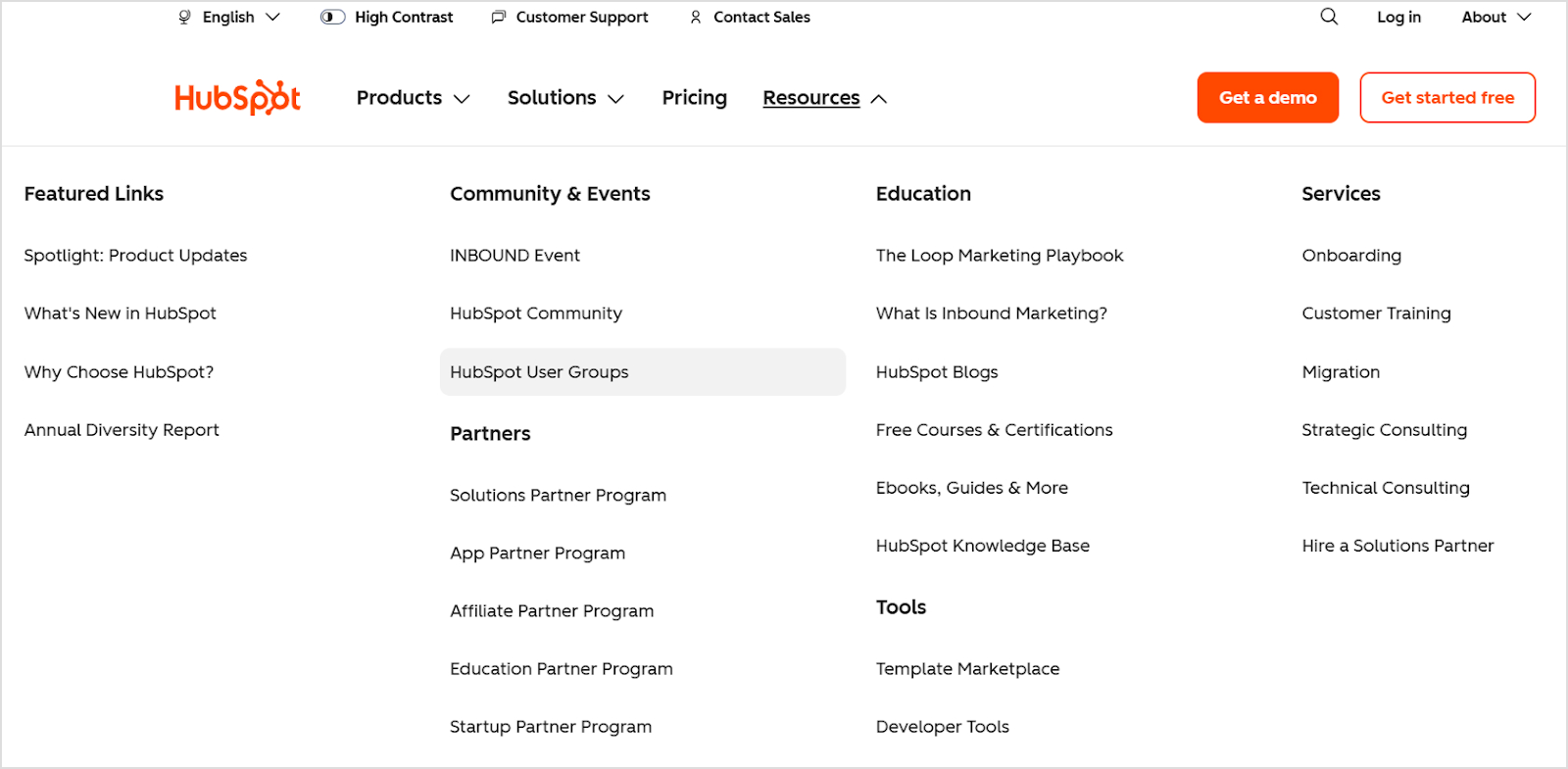 HubSpot educational content hub for businesses.