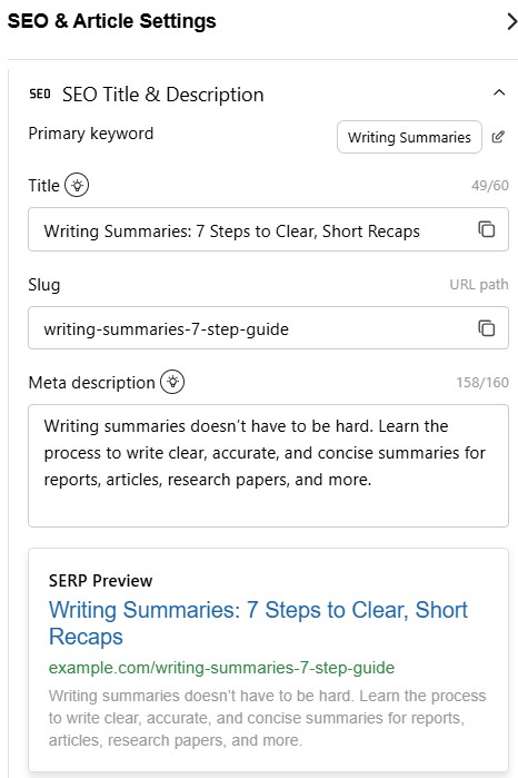 Check SERP preview for the articles - Contentpen.ai