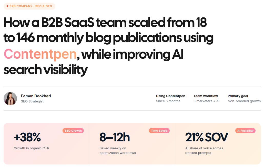 B2B case study - Contentpen.ai.