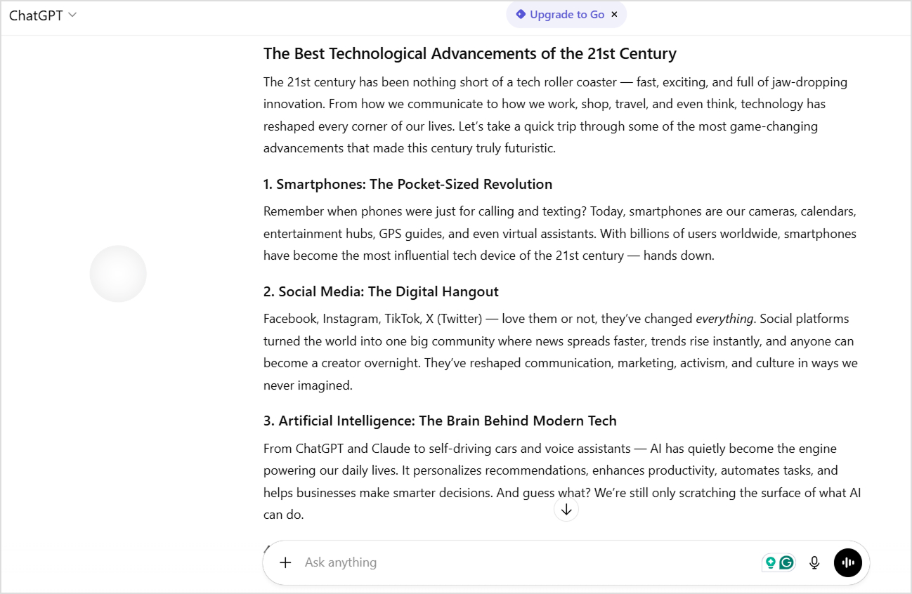 Chatgpt article generated