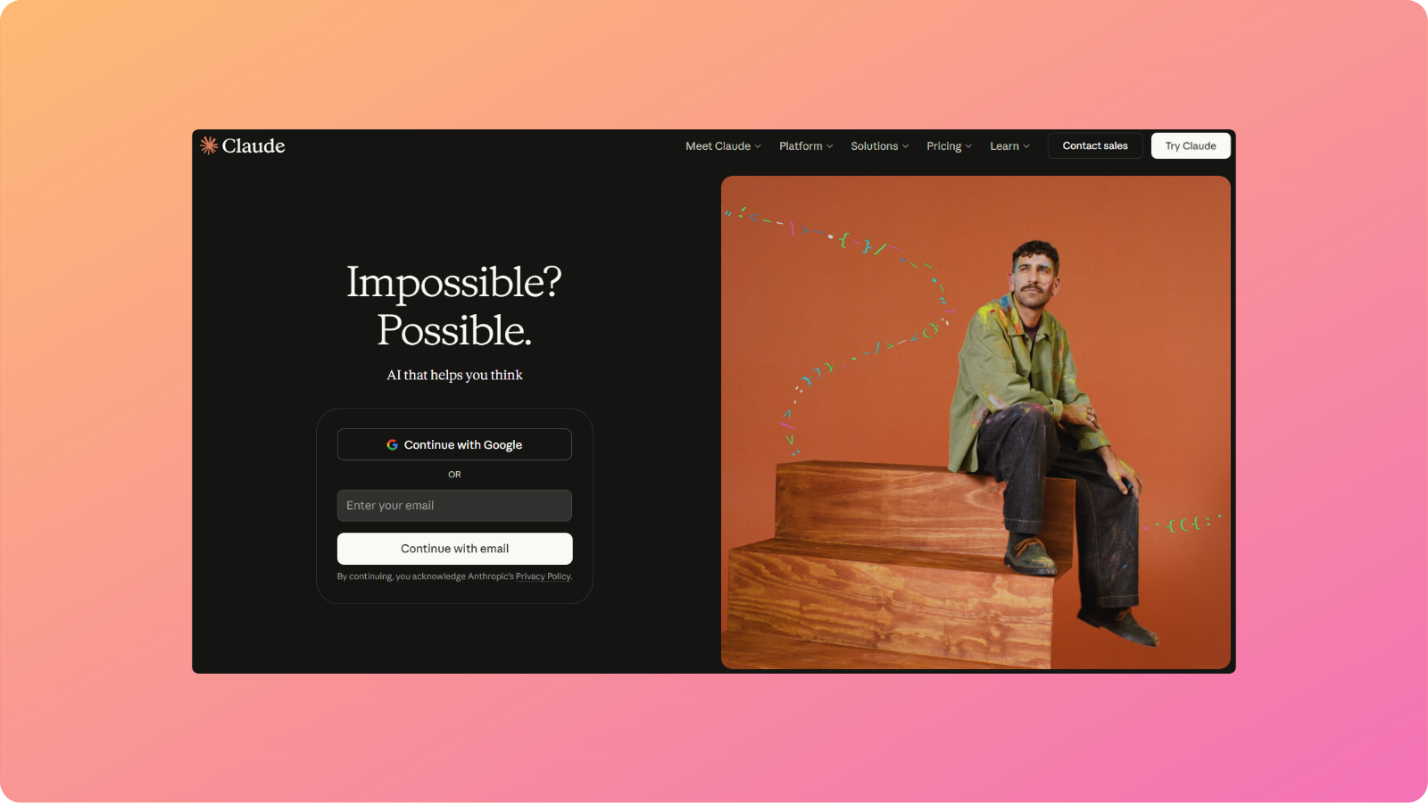 Anthropic Claude landing page