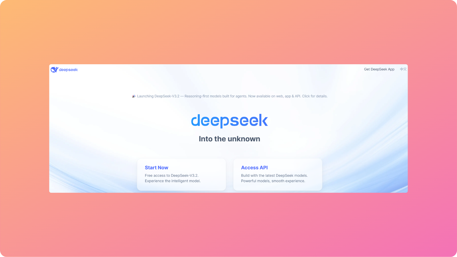 DeepSeek landing page