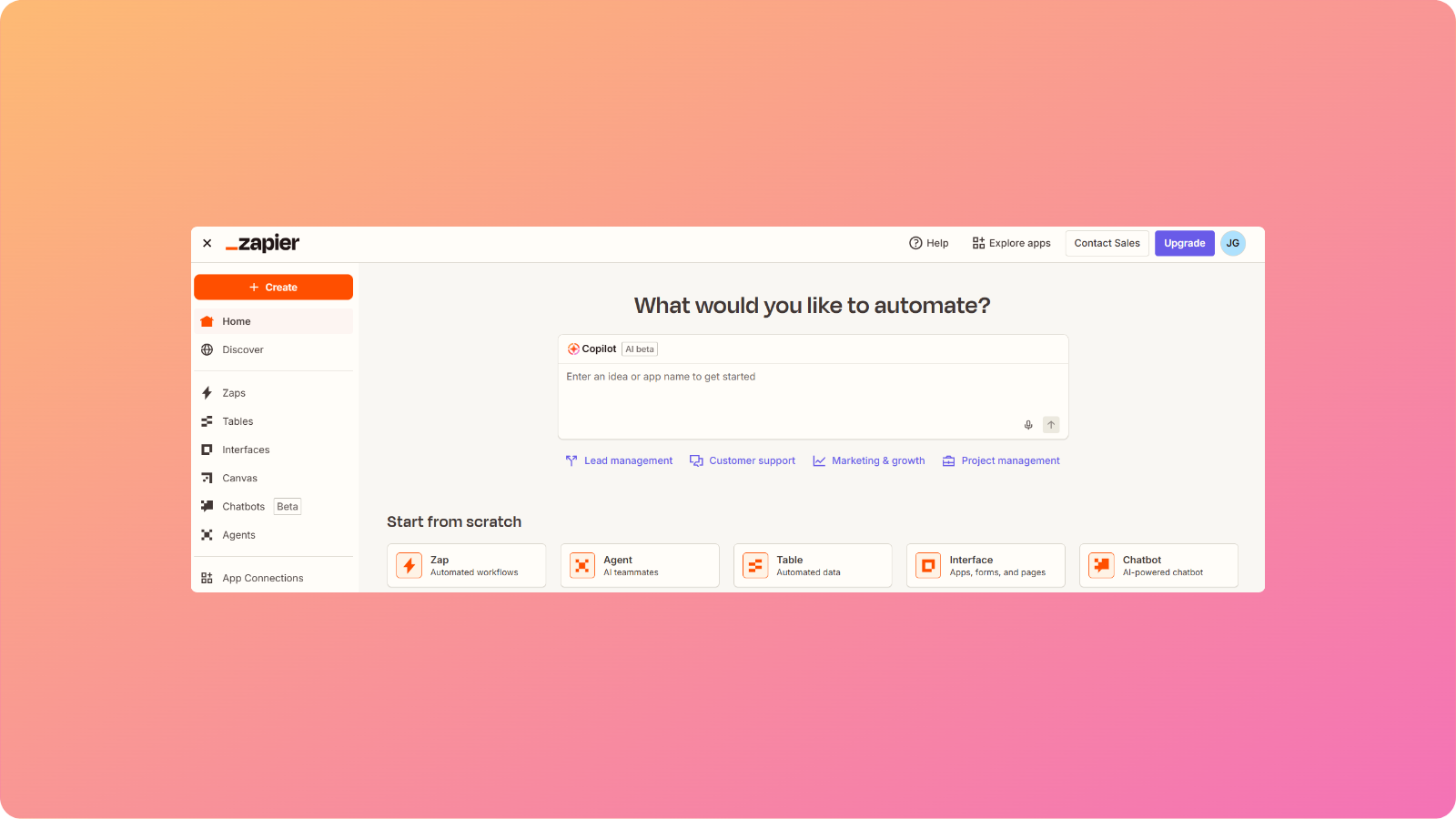 Zapier Agents interface