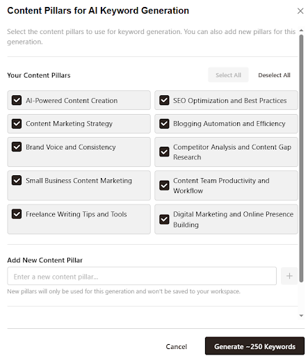 Create and maintain content pillars - Contentpen.ai