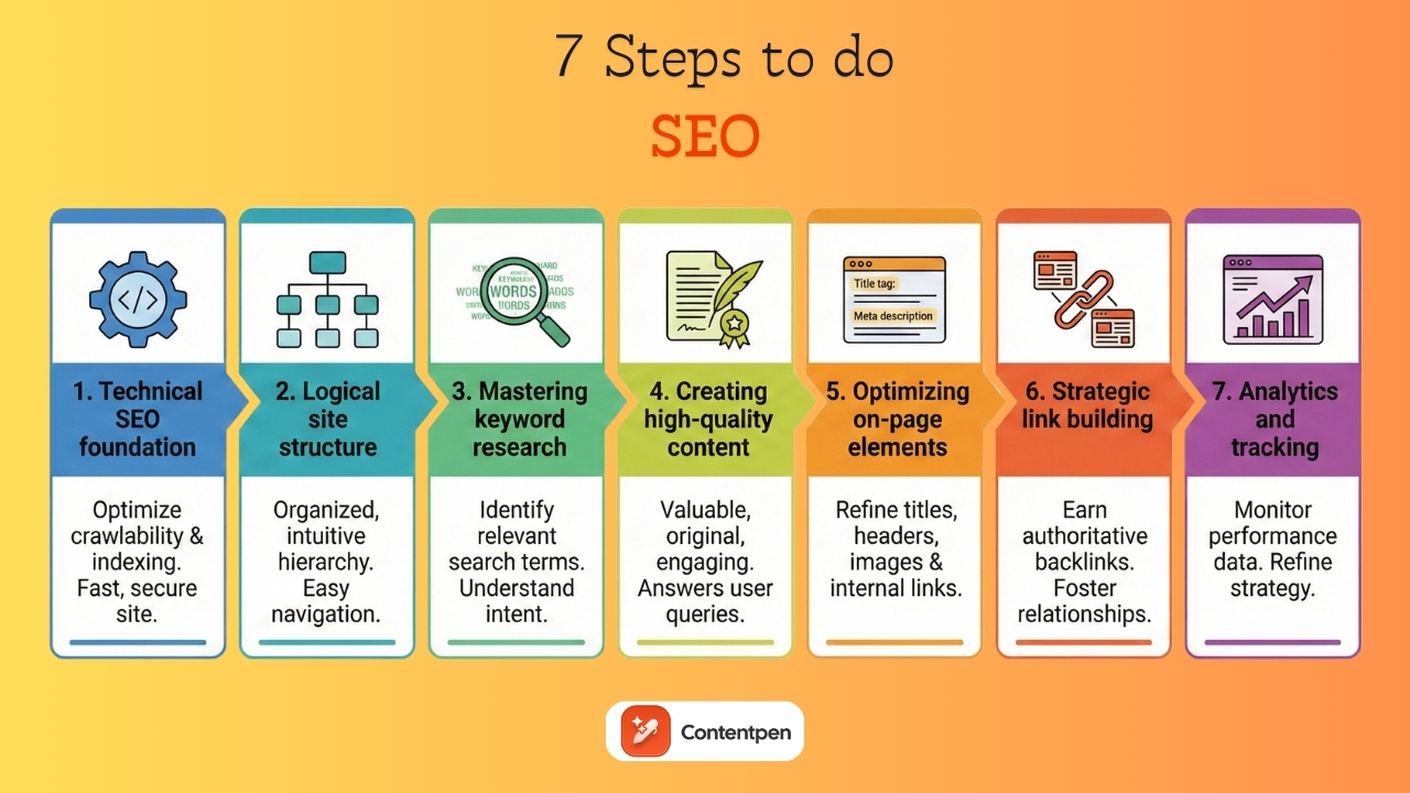 7 steps to do seo - Contentpen.ai