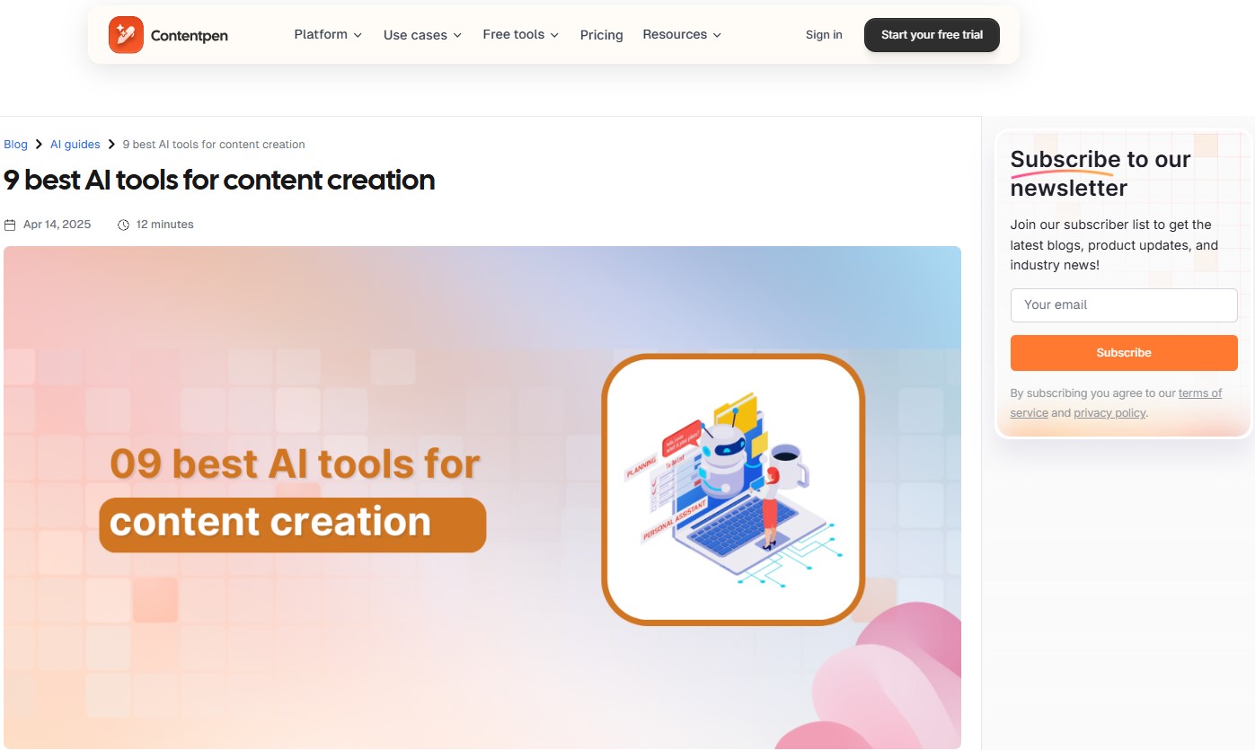 9 best AI tools blog - Contentpen.ai