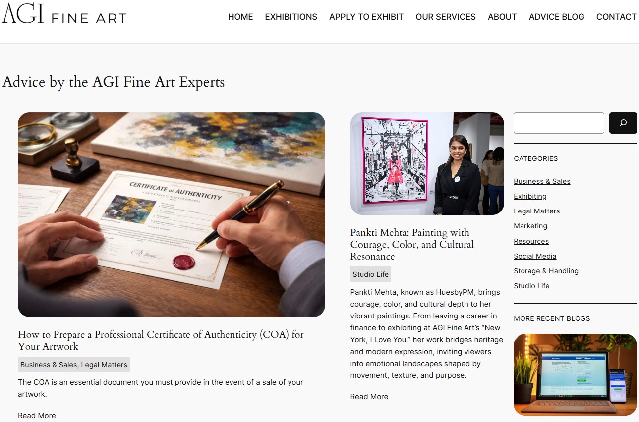 AGI Fine Art blog page