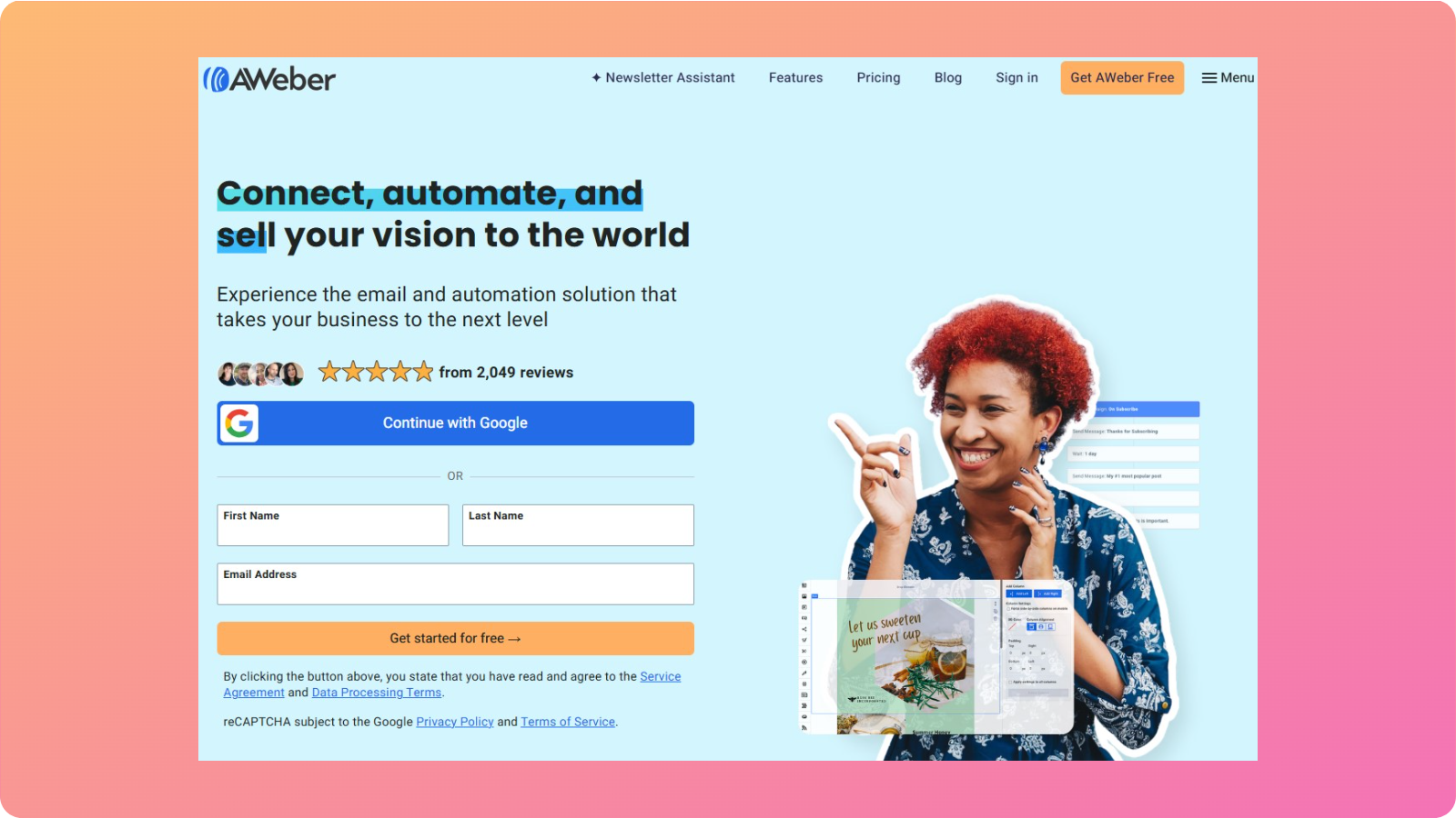 AWeber landing page