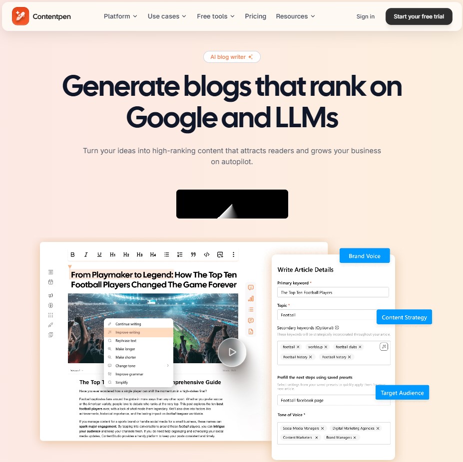 CP landing page - Contentpen.ai