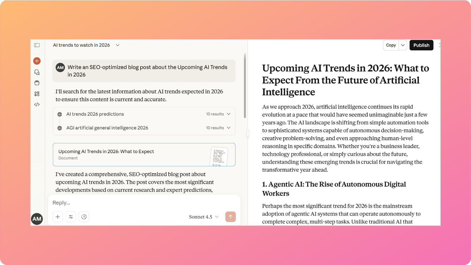 Claude writing output
