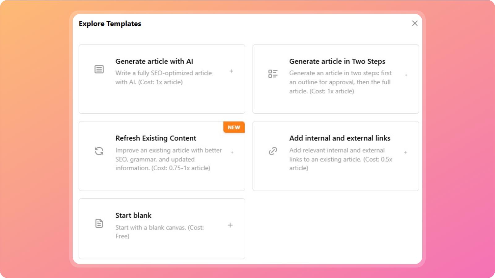 Explore templates page - Contentpen.ai