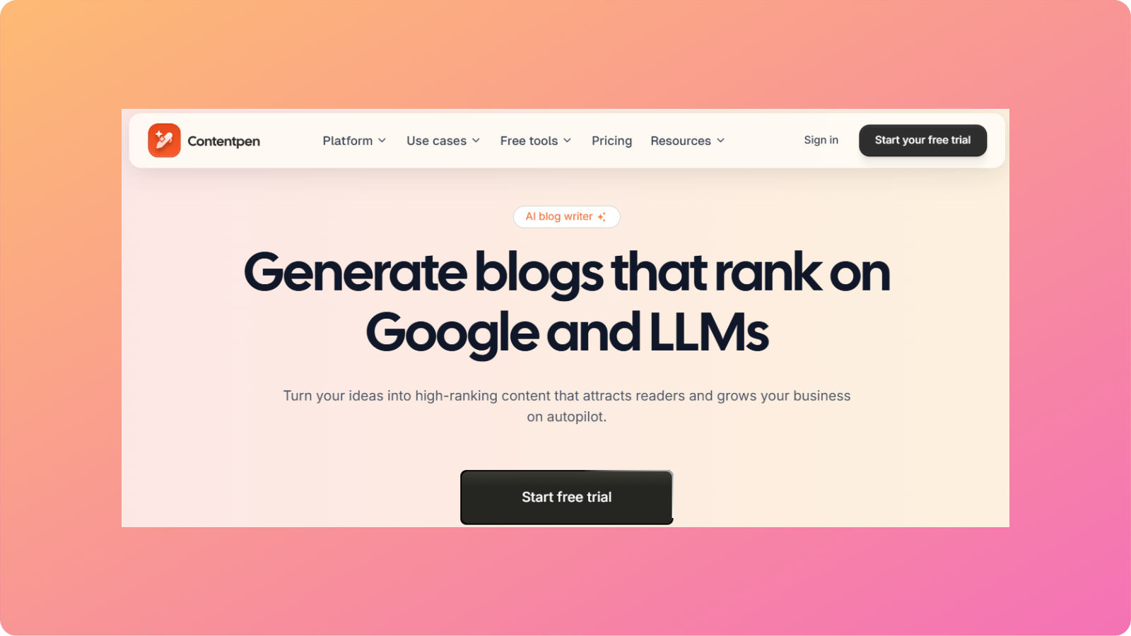 Contentpen landing page - Contentpen.ai